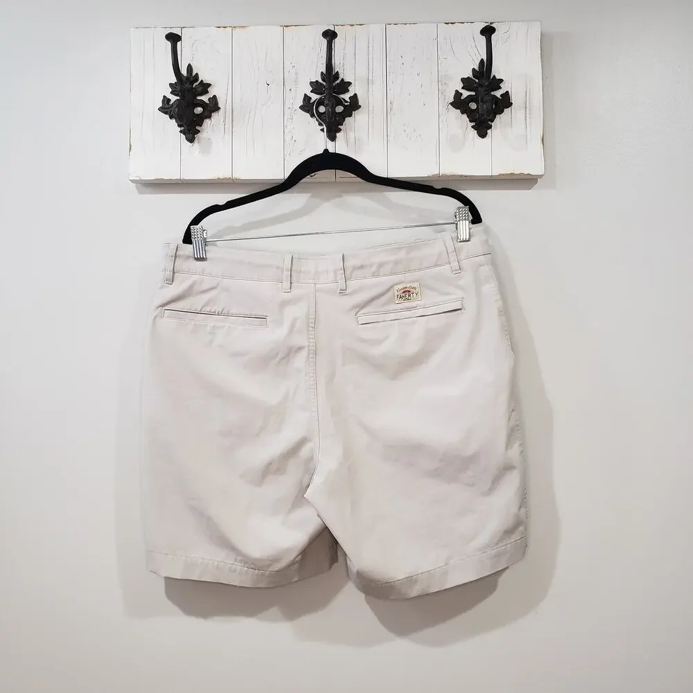 Faherty All Day Shorts 7” Stone Khaki Stretch Size 35